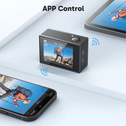 AKASO EK7000 4K30FPS 20MP WiFi Action Camera with EIS Ultra HD 131FT Waterproof Underwater Camera Remote Control 4X Zoom Support External Microphone Black