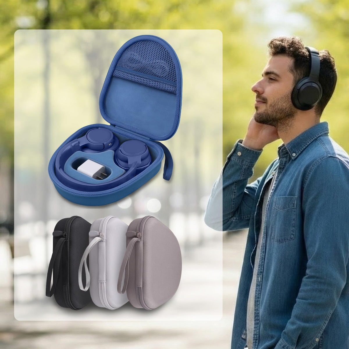 Estuche co2CREA para JBL 720BT, 520BT, 670NC, 510BT, 770NC, 780NC y 680NC (Azul oscuro)