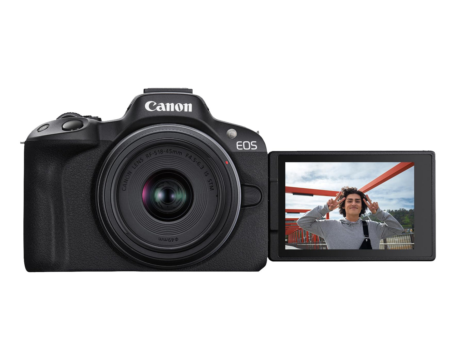 Canon EOS R50 Mirrorless Camera RF-S18-45mm F4.5-6.3 is STM Lens Kit, 24.2 Megapixel CMOS (APS-C) Sensor, 4K Video, Vlogging, Content Creation, Photography, Digital Camera, Black
