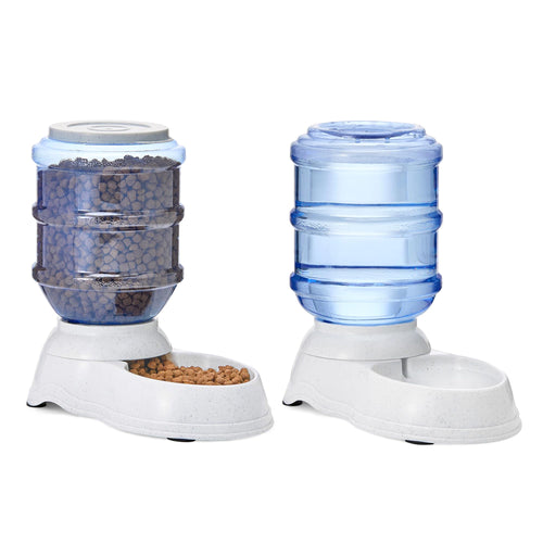 Amazon Basics Dispensador de Comida y Agua de Gran Capacidad (Gris)