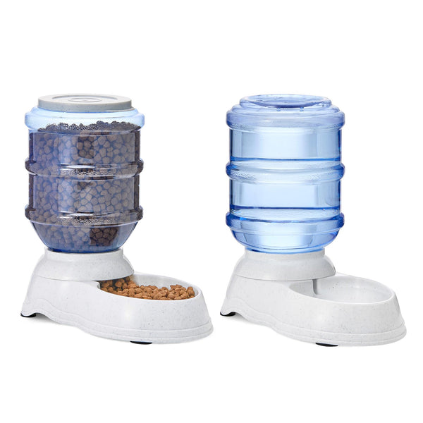 Amazon Basics Dispensador de Comida y Agua de Gran Capacidad (Gris)