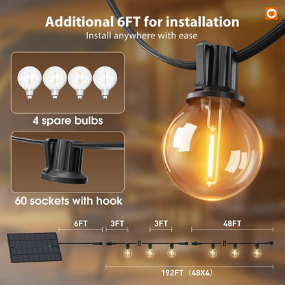 addlon Guirnalda de Luces Solares 198FT (192+6 / 60+4 LED)