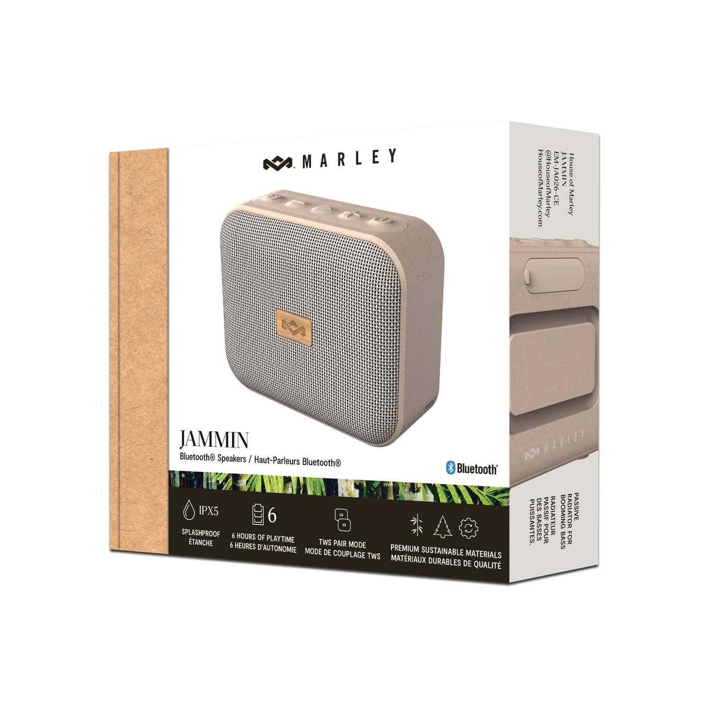 House of Marley Jammin' Altavoz Portátil con Bluetooth (Crema / Tamaño Compacto)