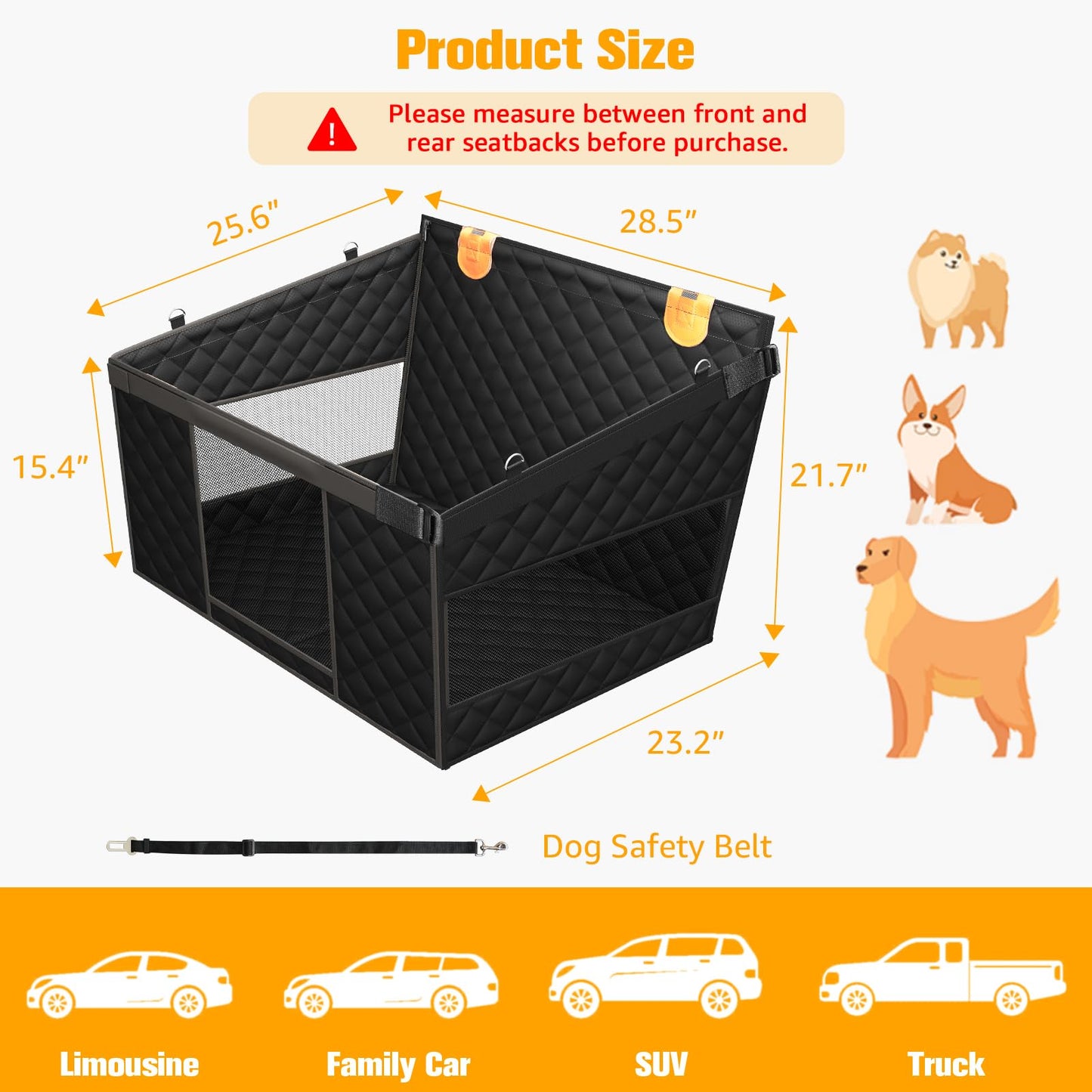 PETICON Asiento Extensor de Coche para Perros Grandes