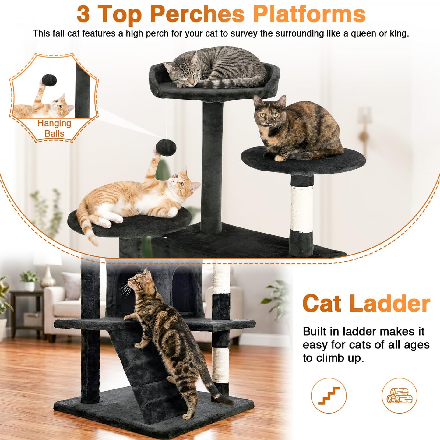 FDW Torre para Gatos de 54" (Gris Oscuro)