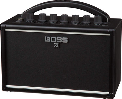 Boss Katana Mini Guitar Combo Amplifier Bundle with Gearlux Power Supply, Instrument Cable, Austin Bazaar Exclusive 24-Pack Picks, and Polishing Cloth