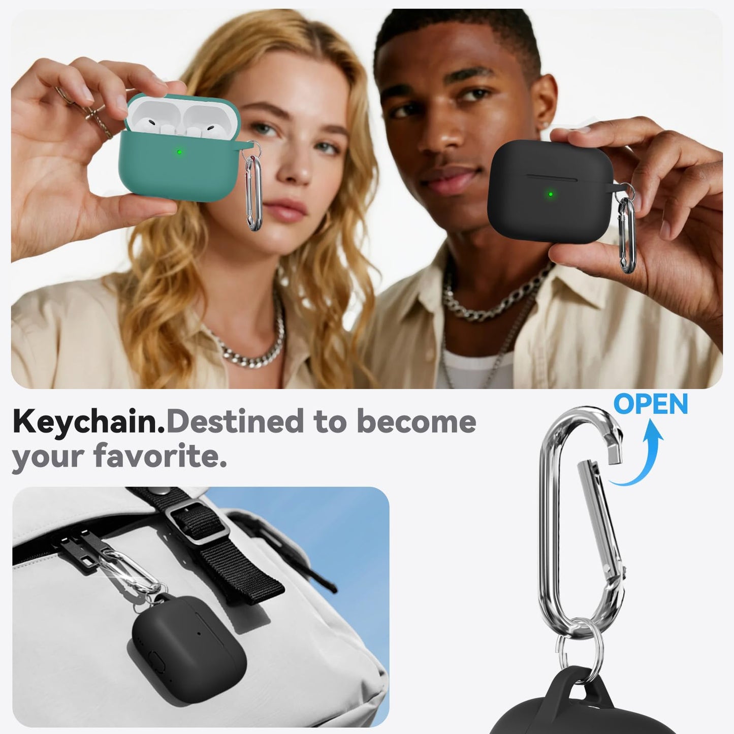 Ljusmicker Funda Protectora de Silicona para AirPods Pro 3 (Negro)