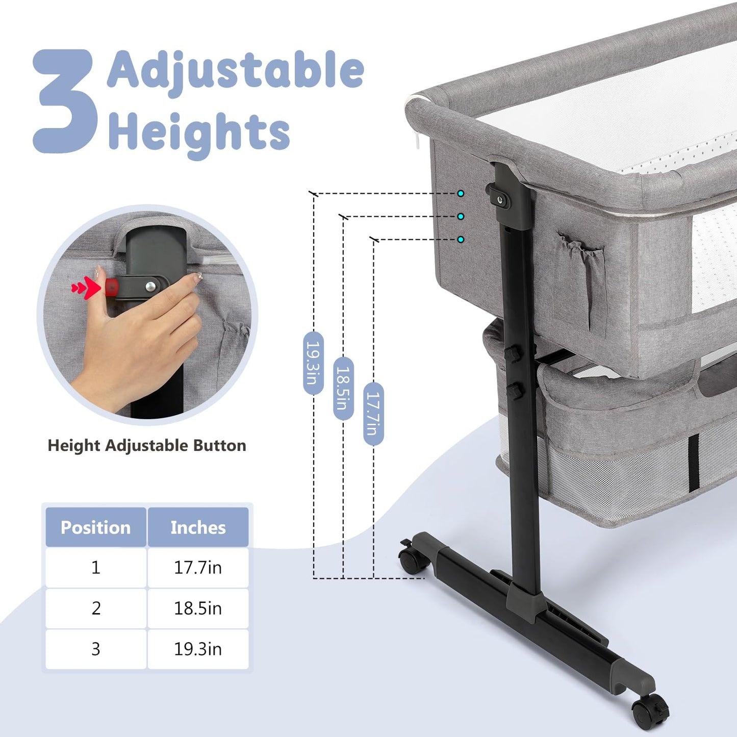 Semphis Moisés para Bebé 3 en 1 (Gray)