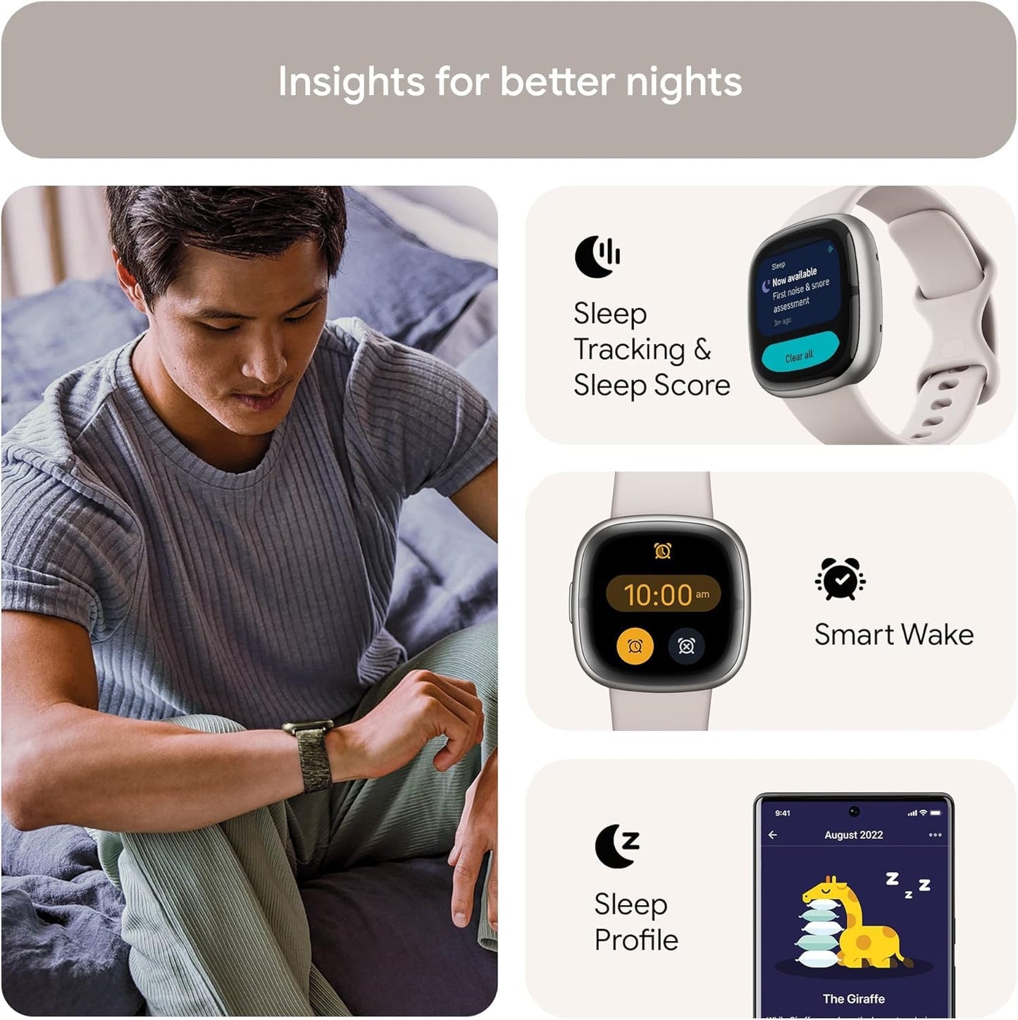 Fitbit Sense 2 Reloj Inteligente Avanzado de Salud y Fitness (Blue Mist/Pale Gold)