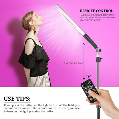 LUXCEO RGB LED Photography Lighting Portable Wand Handheld LED Video Light 1000 Lumens CRI 95+ USB Rechargeable with Remote Control, Carry Bag, Adjustable Color Temperature 3000K-6000K and 36 Colors