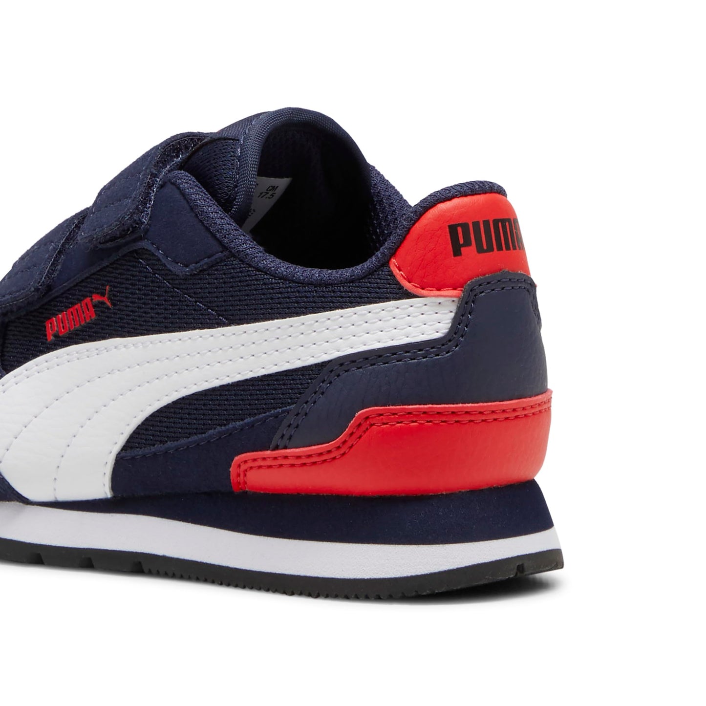 PUMA Unisex-Child ST Runner V4 Mesh Hook and Loop Shoes, Navy-White-Red AH24, Little Kid