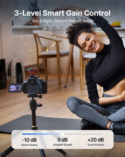 BOYA BY-MM1 AI On-Camera Shotgun Mic with AI Noise Cancellation, APP Control with EQ Presets & Gain, Supercardioid Pickup, 30Hrs Battery, Dual 3.5mm/USB-C, Microphone for Camera, DSLR, iPhone, Android