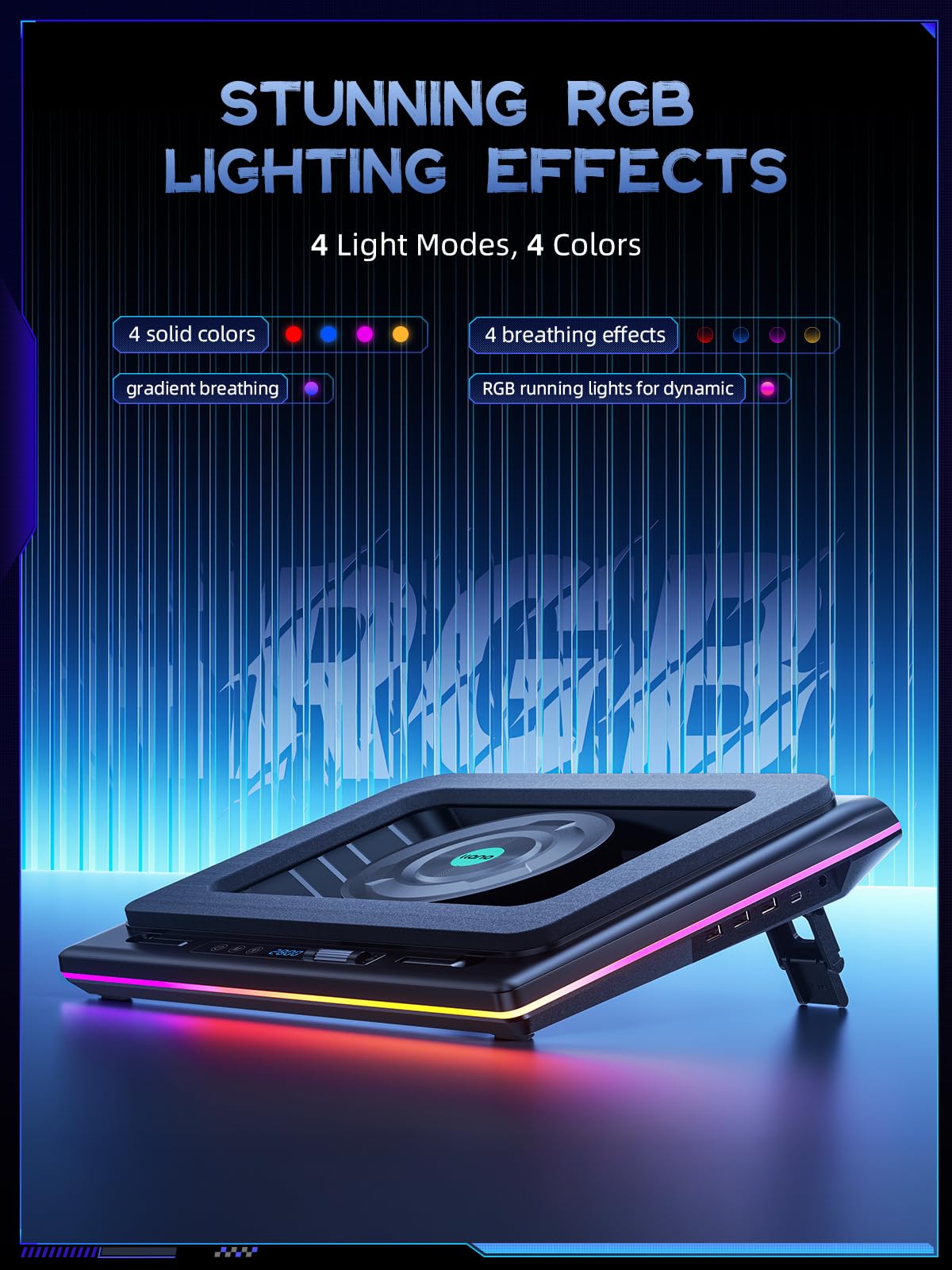 llano Almohadilla de Enfriamiento RGB para Laptop V12 (Negro)