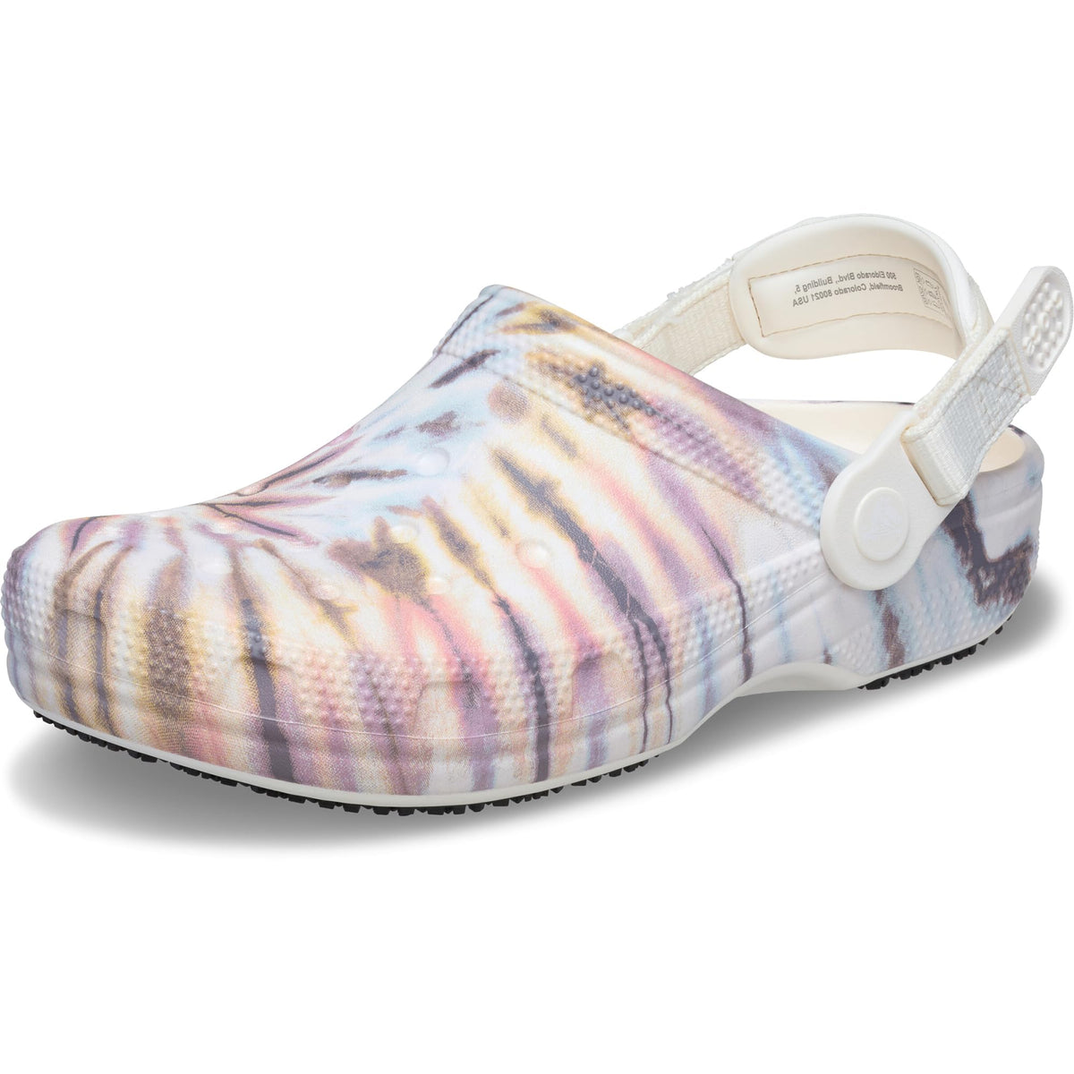 Crocs Unisex-Adult Classic Work Clogs, Adjustable Slip Resistant Work Shoes with Hole-Free Construction, Chalk/Pastel Tie Dye