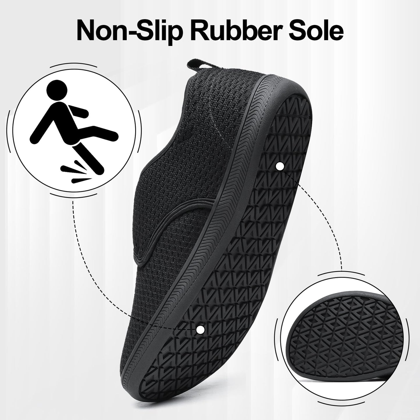 YESWIN Zapatos para Caminar para Diabéticos para Mujer (Negro)