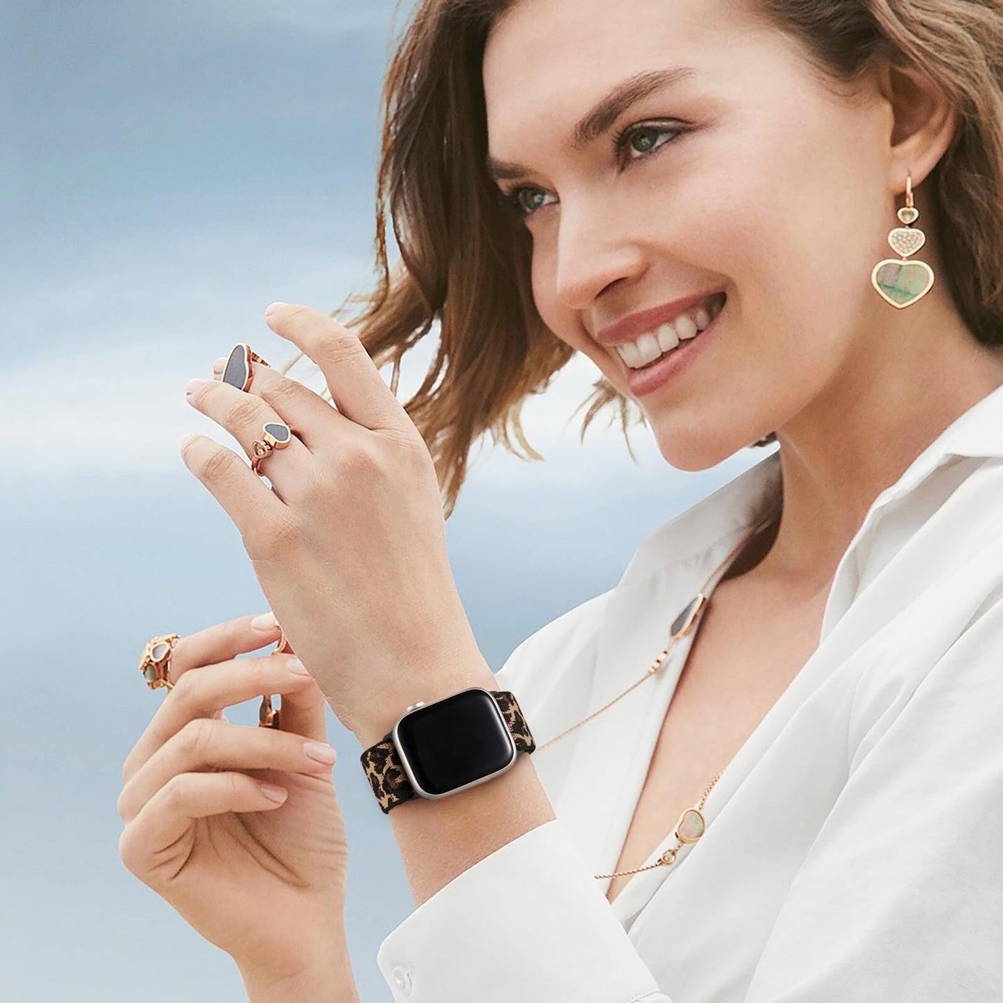 Maledan Correa Deportiva Elástica Solo Loop para Apple Watch (Leopardo Amarillo)
