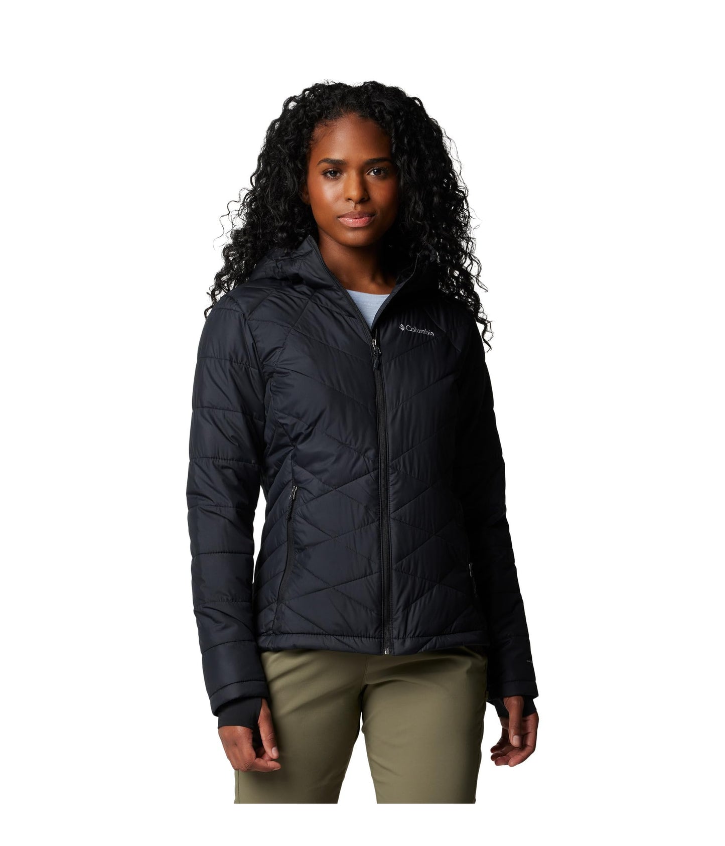 Columbia Chaqueta Acolchada con Capucha para Mujer (Negro / Talla M)