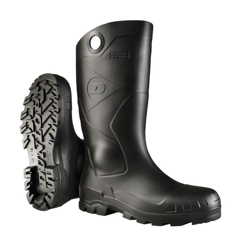 DUNLOP Chesapeake Rubber Boots Plain Toe for Men & Women – PVC - Waterproof - Lightweight Garden, Fishing & Rain Boots with Wide Calf – Black –