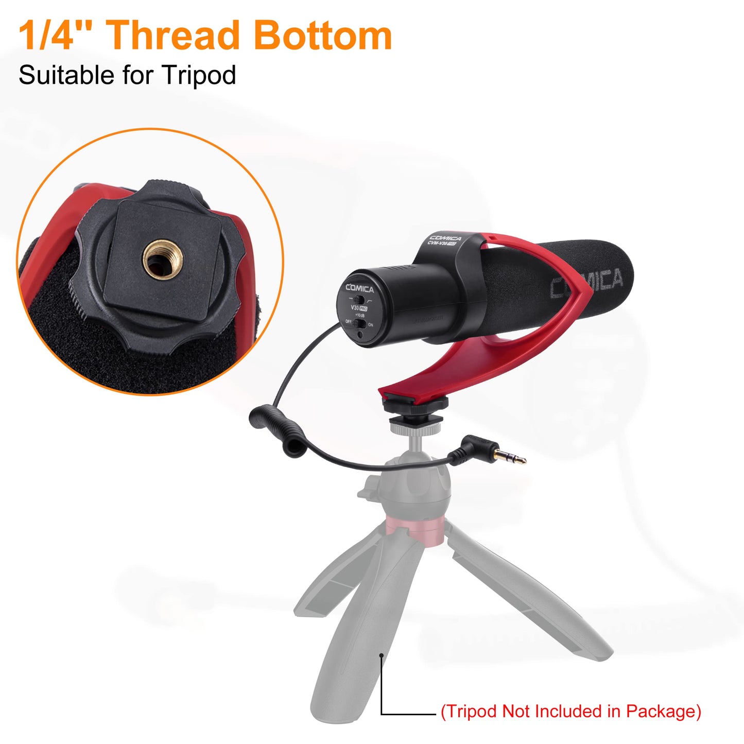 COMICA Camera Microphone CVM-V30 PRO Shotgun Video Microphone with 3.5mm Interface,Interview VideoMic for Canon Nikon Sony Panasonic Fuji Olympus DSLR Camcorder for YouTube Vlogging Facebook(RED)