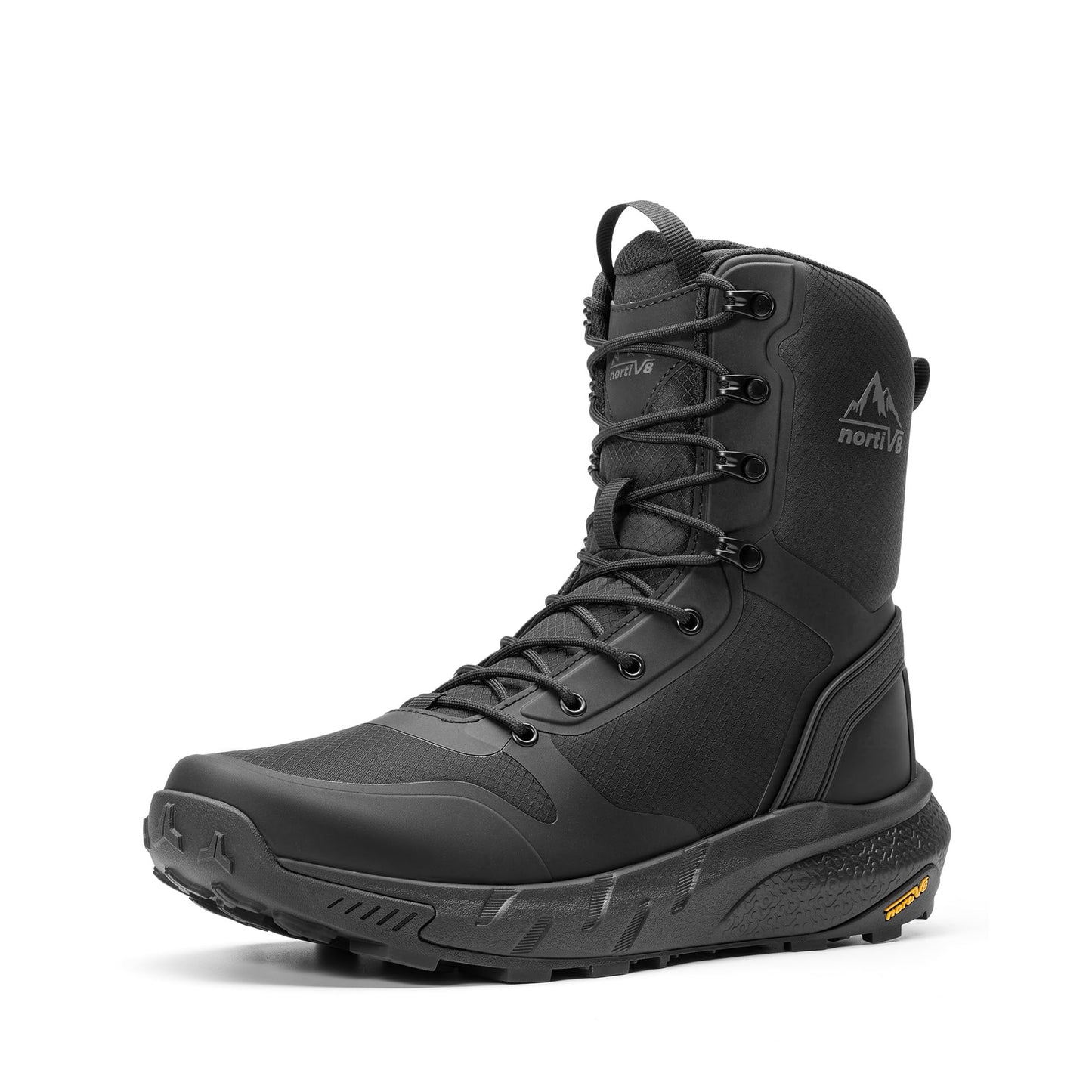 NORTIV 8 Men's Military Tactical Boot Lightweight Comfortable Boots for Work All Day Side Zipper Motorcycle Combat Hiking Boots Metrostrike(8-9 Inches), Black-9 Inches