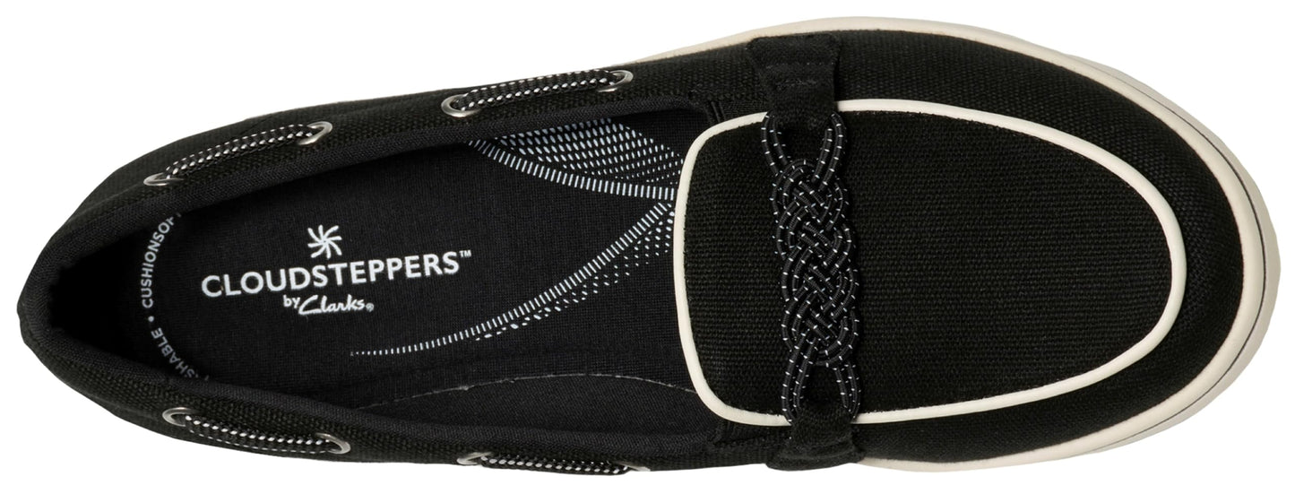 Clarks Women's BreezeSky Bay CloudSteppers Loafer, Black Canvas