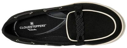 Clarks Women's BreezeSky Bay CloudSteppers Loafer, Black Canvas