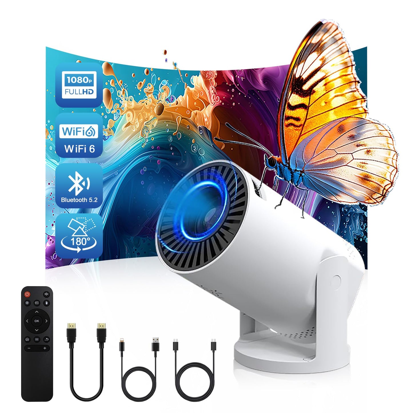 Mini Proyector de Video Inalámbrico Q5 mate (Resolución 1080P / Soporte 4K)