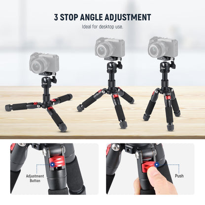 NEEWER Mini Desk Camera Tripod with Cell Phone Holder Compatible with iPhone for Video Recording Filming, 20"/50cm Small Portable DSLR Camcorder Webcam Stand, 360° Ball Head 1/4" QR Plate, TP-AAM521