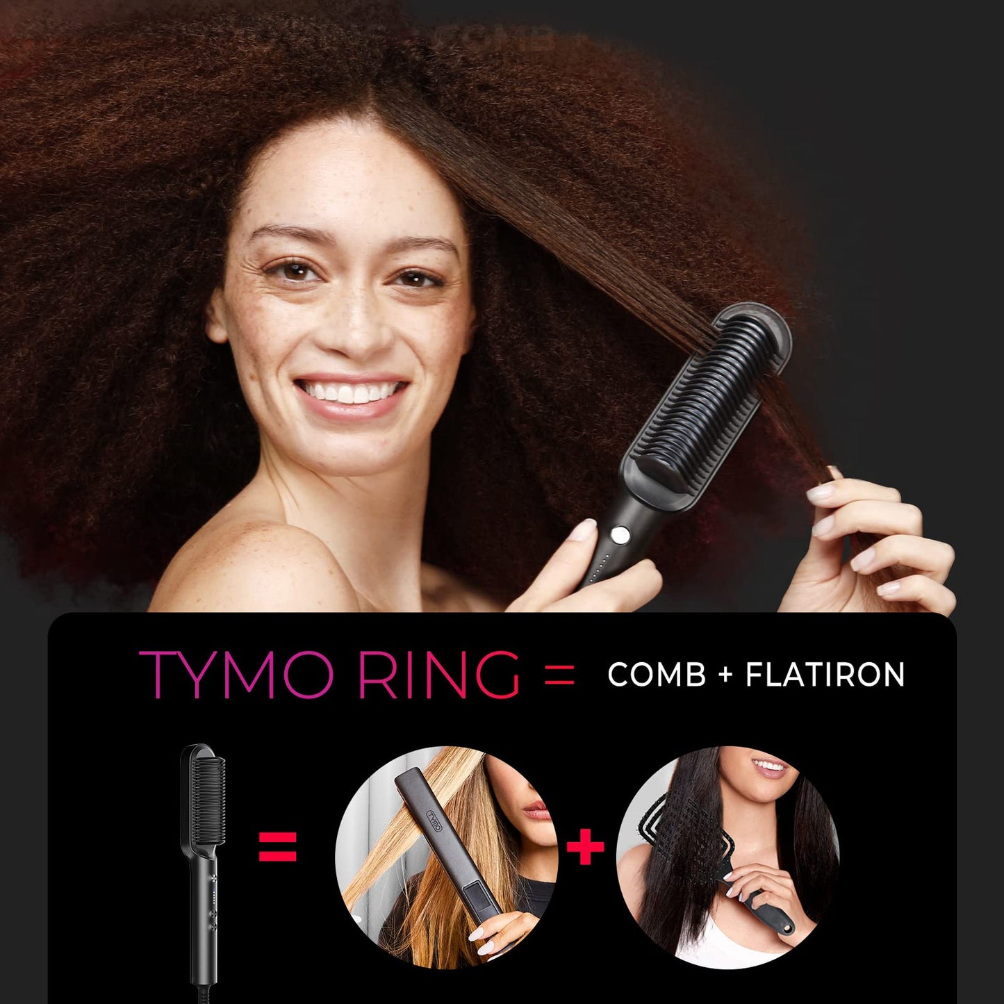 Cepillo Alisador de Cabello TYMO Ring (Negro)