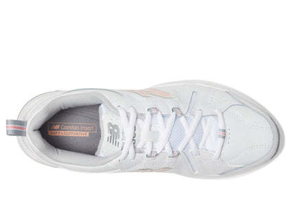 New Balance Women's 608 V5 Casual Comfort Cross Trainer, White/Pink