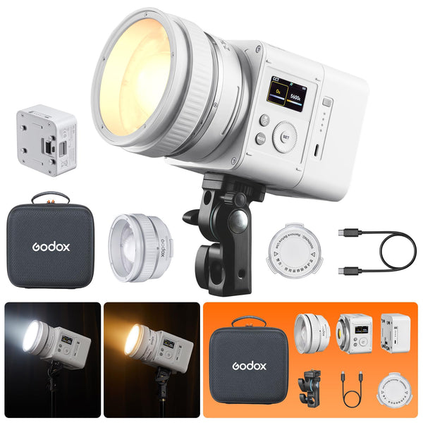 Godox ML80Bi Bi-Color LED Video Light with 6600mAh Battery - 29600Lux@1m, 2800K-6500K, CRI/TLCI 96+, 11 FX Effects, NFC & APP Control for Videography, Vlogging & Filmmaking for Outdoor