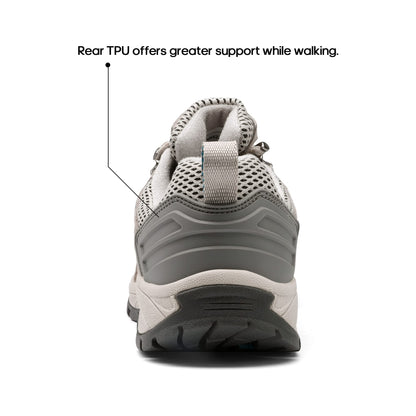 NORTIV 8 Women's Hiking Shoes Lightweight Breathable Mesh Walking Sneakers Outdoor Work Shoes Wander, Light Grey, SNHS222W