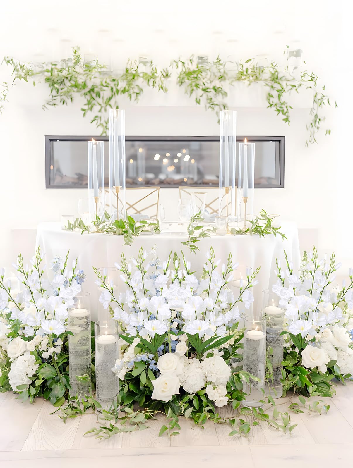 ICBOX Flores de Gladiolos Artificiales (Paquete de 2 Manchas / Blanco)