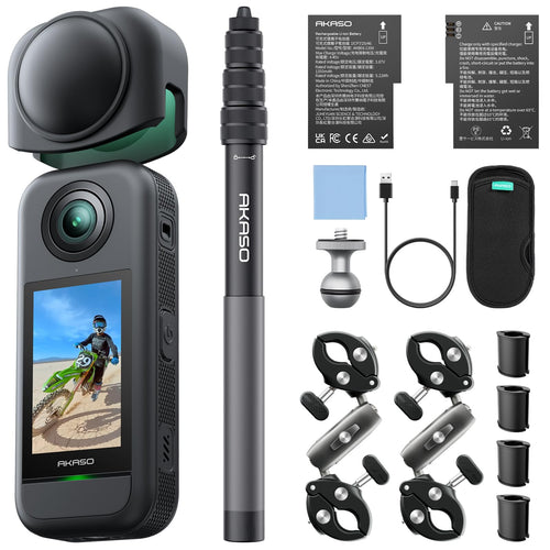 AKASO Cámara de Acción 360 Weatherproof (Combo Motocicleta)
