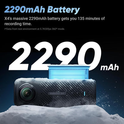 Insta360 X4 - Waterproof 360 8K Action Camera with 48MP Sensors, 5.7K 360 Video, 72MP 360 Photo, AI Editing, for Sports, Travel, Outdoors + 64GB Card + Cleaning Kit