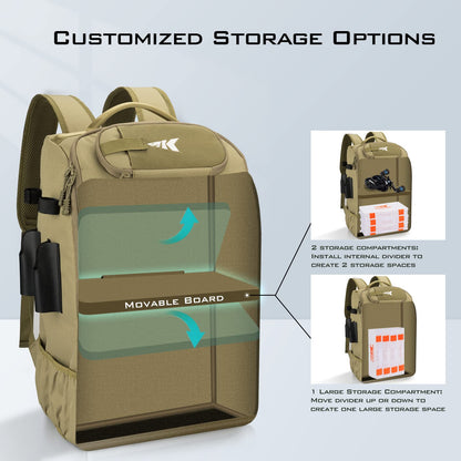 KastKing Mochila de Aparejos de Pesca KarryAll (40/26L / Khaki)