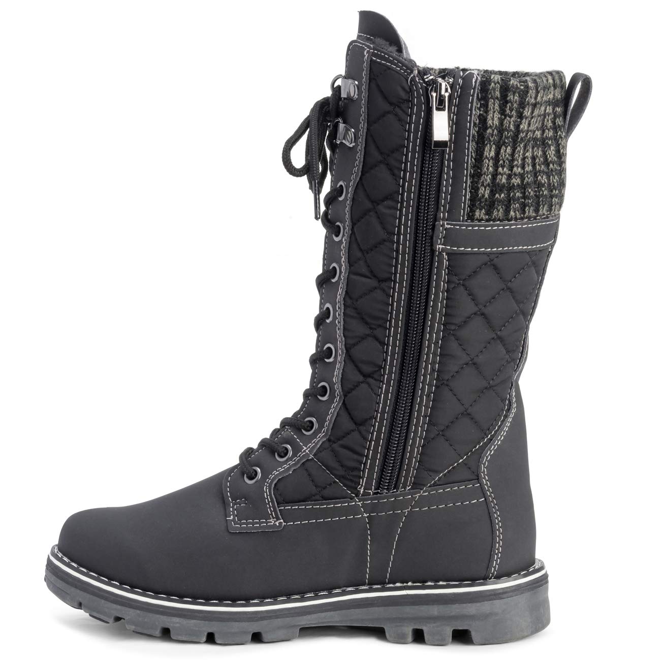 POLAR Womens Winter Thermal Snow Outdoor Warm Mid Calf Waterproof Durable Boot - Black