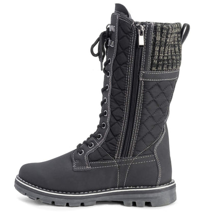 POLAR Womens Winter Thermal Snow Outdoor Warm Mid Calf Waterproof Durable Boot - Black