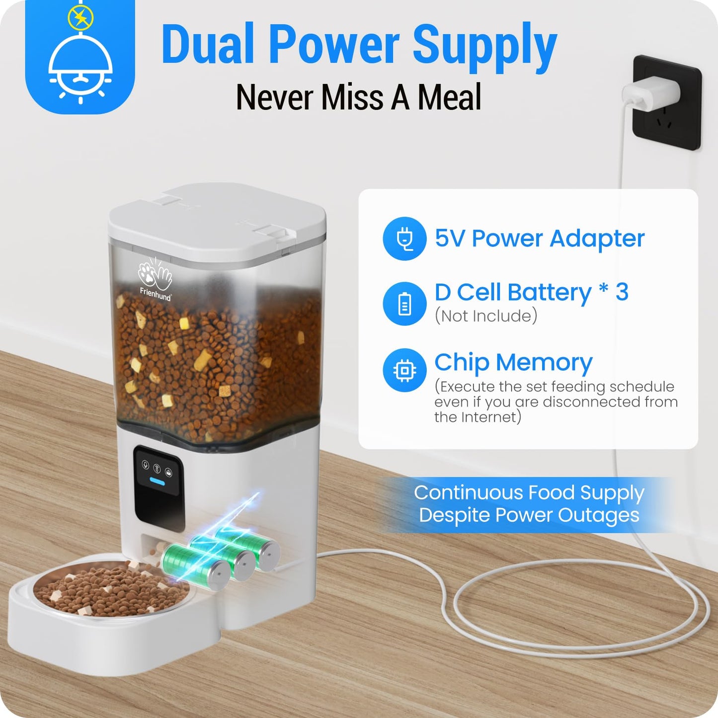 Frienhund Alimentador Automático para Gatos con Cámara 2K (7L / 29 Tazas)