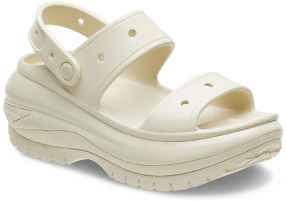 Crocs Classic Mega Crush Platform Sandals Wedge Bone