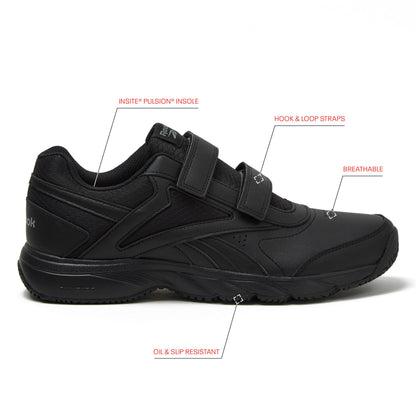 Reebok Work N Cushion 4.0 KC Black Non Slip Work Men Shoes, Hook and Loop Mens Walking Shoes, Black/Cold Grey5/Black