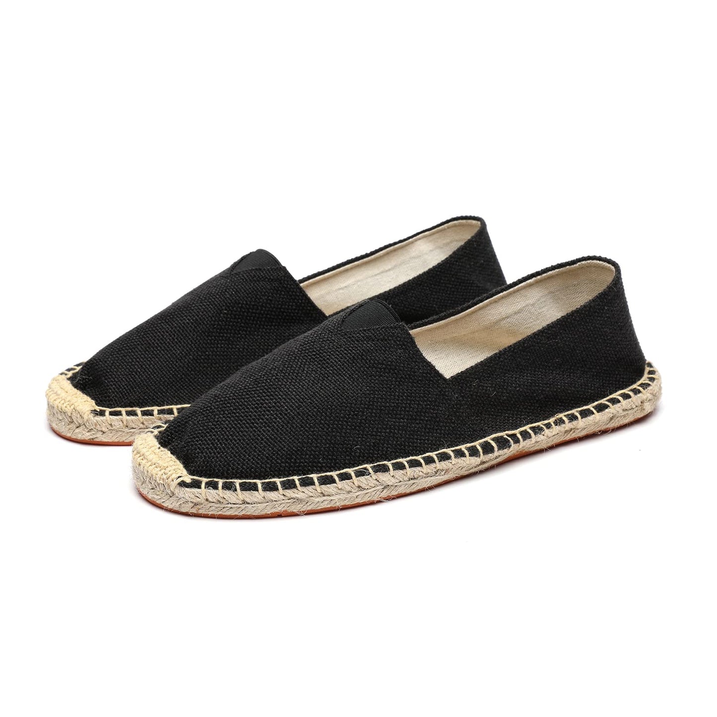 Mintzice Men's Solid Comfortable Slip on Canvas Espadrilles Flat Black