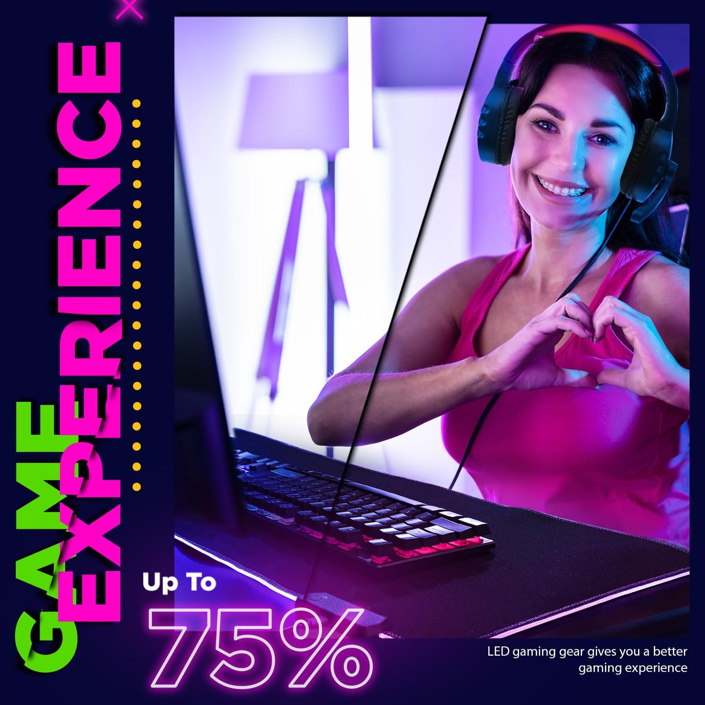 Vinsot Paquete de Accesorios Luminosos para Juegos de PC (6 en 1)