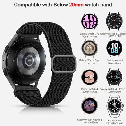 Lerobo Elastic Bands Compatible with Samsung Galaxy Watch 7 6 5 4 40mm 44mm/for Galaxy Watch 6 Classic Band 43mm 47mm/Watch 4 Classic Band 42mm 46mm/5 Pro/Active 2,3 Pack Adjustable Nylon Sport Band