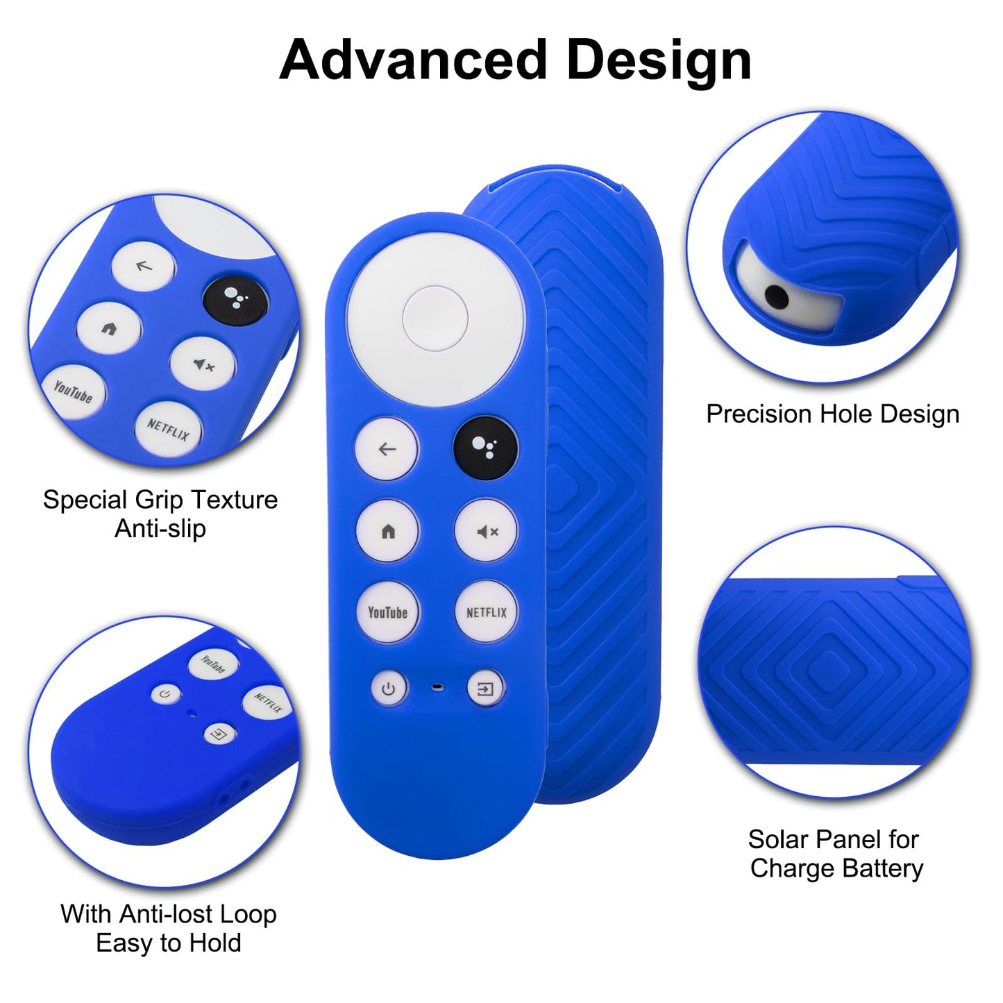Funda Protectora para Control Remoto por Voz Chromecast 2020 (Azul Océano y Negro)