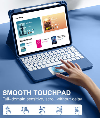 Harvopu Funda con Teclado para iPad 11ª/10ª Gen (Azul Marino)