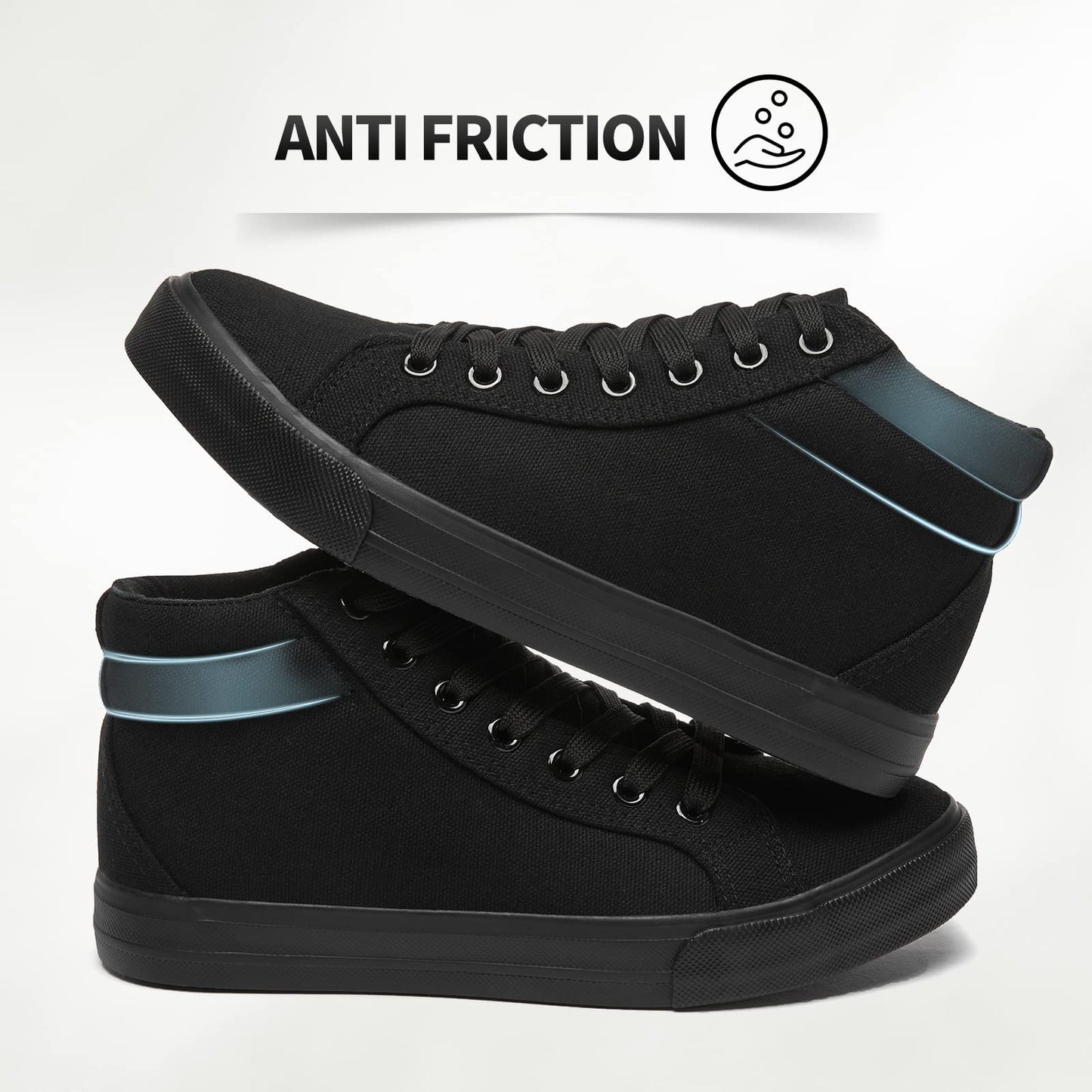 XRH Women Black Canvas High Tops Sneaker for Walking, White Non Slip Hi Top Lace up Shoes, Casual Fashion Mid Top Sneaker(Comfortable, Breathable, Classic)(Black, US10)