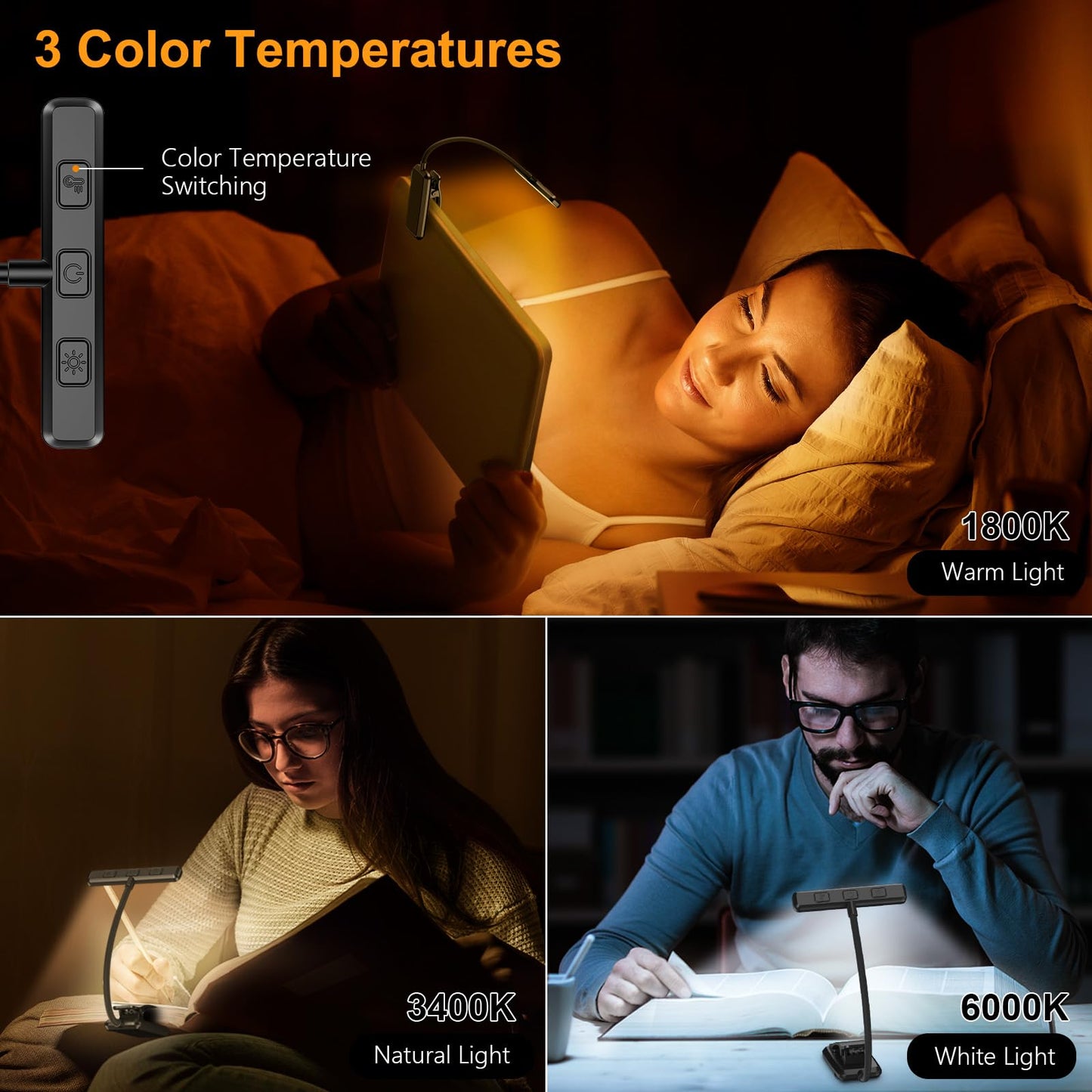 Gritin Luz de Lectura Recargable con Clip (19 LED)