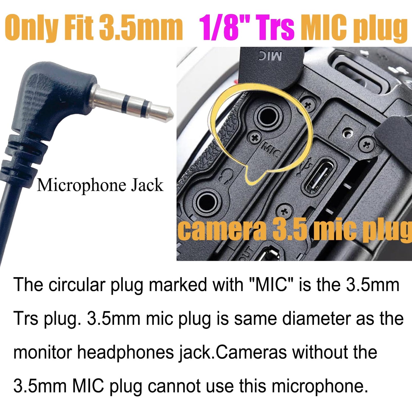 tikysky Camera Microphone, Video Microphone for DSLR Close Interview Shotgun Mic for Canon Nikon Sony Fuji Mic with Windscreen, Compatible with Camera with 3.5mm (1/8") TRS Plug