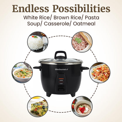 Elite Gourmet Olla Arrocera Eléctrica (Negro / Modelo ERC2010B#)
